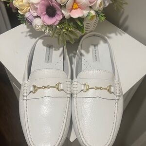 NEW Saks Fifth Avenue White Leather Loafers